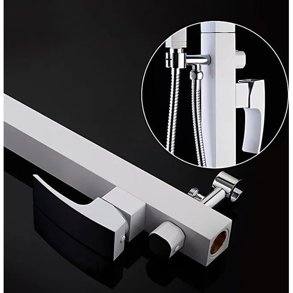 Смеситель для ванны Gappo G3007-8, белый/хром - фото, картинка 5 Смеситель для ванны Gappo G3007-8, белый/хром - фото 5