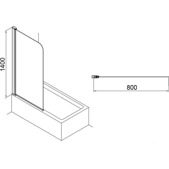Шторка для ванны Azario Merrit 80х140 см AZ-NF6310 800, хром/прозрачное - фото 3