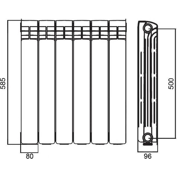 Радиатор Azario AL500/100/6 480х585 мм (6 секции) белый - фото 3