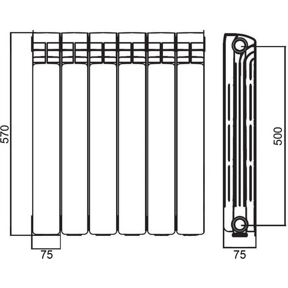 Радиатор Azario AL500/80/6 450х570 мм (6 секции) белый - фото 3