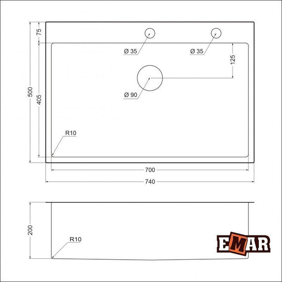 Кухонная мойка Emar EMB-125A PVD Nano Coppery 1 мм, медь, Цвет производителя: медь - фото 2