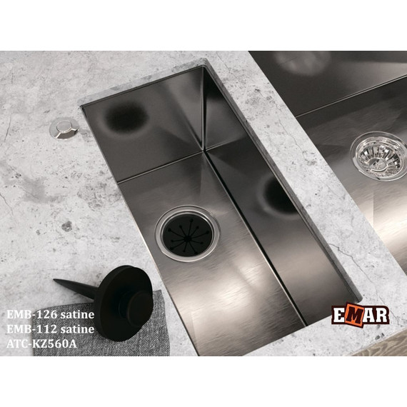 Кухонная мойка Emar EMB-126A PVD Nano Satine 1 мм, сатин, Цвет производителя: сатин - фото 2