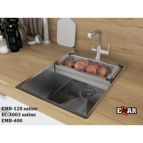 Кухонная мойка Emar EMB-128A PVD Nano Satine 1 мм, сатин, Цвет производителя: сатин - фото 2