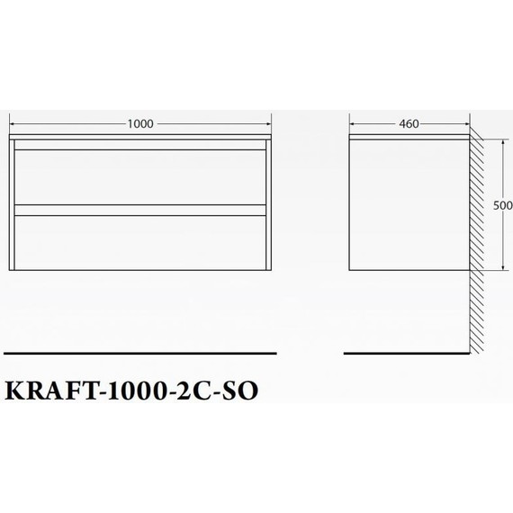 Тумба подвесная со столешницей BelBagno Kraft 100 см KRAFT-1000-2C-SO-RNN+KEP-100-MNO - фото 6