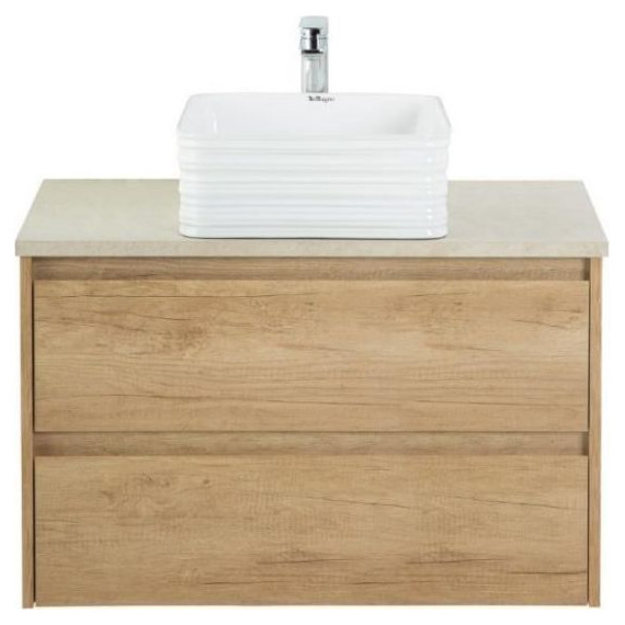 Тумба подвесная со столешницей BelBagno Kraft 90 см KRAFT-900-2C-SO-RNN+KEP-90-MCO - фото 