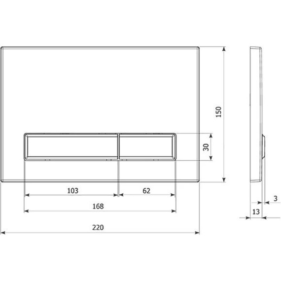 Кнопка смыва Veconi Square Design VFSD003BLG, черный/золото матовое - фото 2