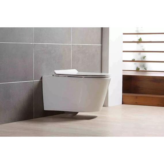 Инсталляция с подвесным унитазом комплект: Grohe Rapid SL 38772001 с подвесным безободковым унитазом Aquatek Оберон AQ1363W-00 сиденье микролифт, крепление, кнопка смыва хром - фото 7