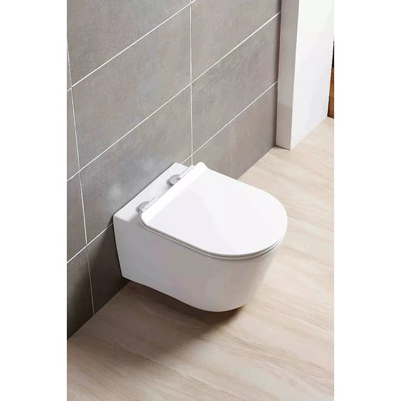 Инсталляция с подвесным унитазом комплект: Grohe Rapid SL 38772001 с подвесным безободковым унитазом Aquatek Оберон AQ1363W-00 сиденье микролифт, крепление, кнопка смыва хром - фото 9