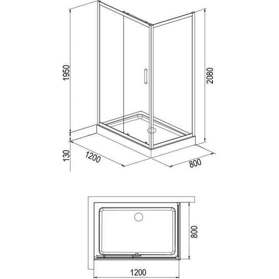 Душевое ограждение Loranto 120x80 см CS-8021S (CS-8706), хром/прозрачное - фото 3