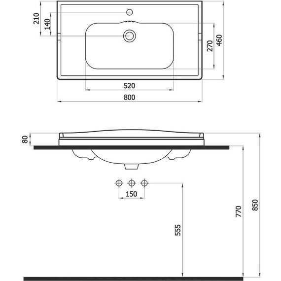 Тумба подвесная с раковиной Cezares GIUBILEO-800-2A-SC-BL 80 см, Bianco Lucido - фото 8