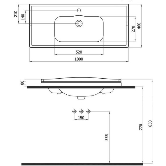 Тумба подвесная с раковиной Cezares GIUBILEO-1000-1C-SO-BL 100 см, Bianco Lucido - фото 8