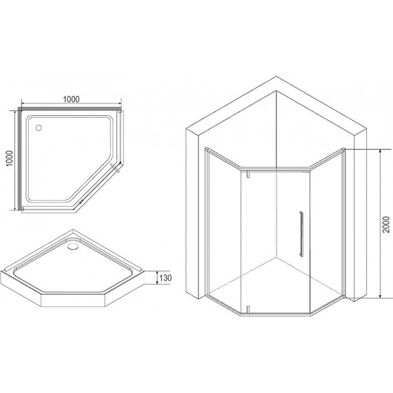 Душевое ограждение Loranto 100x100 см CS-816S B 100 (GRAY) сатин/серое - фото 3