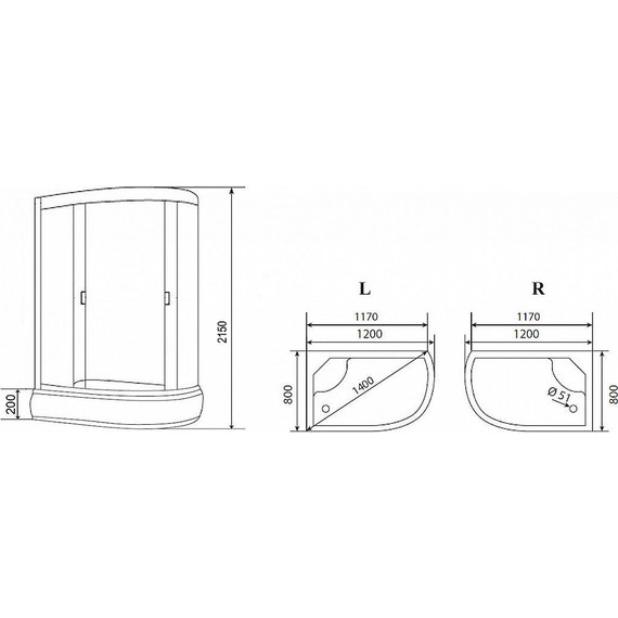 Душевая кабина Loranto 120х80 см CS-66120-20L FW 120, хром/матовое - фото 3