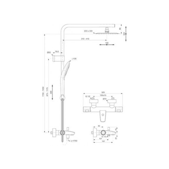 Душевая стойка с термостатом Ideal Standard Ceratherm T100 A7591AA - фото 3