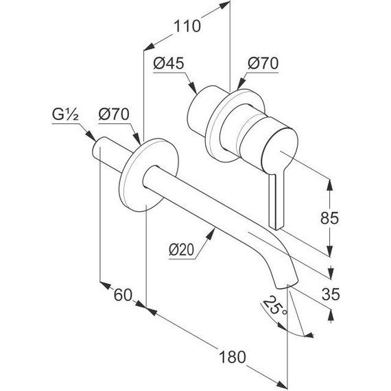Смеситель для раковины настенный Kludi Nova Fonte Pura 180 мм 202440515 - фото 2