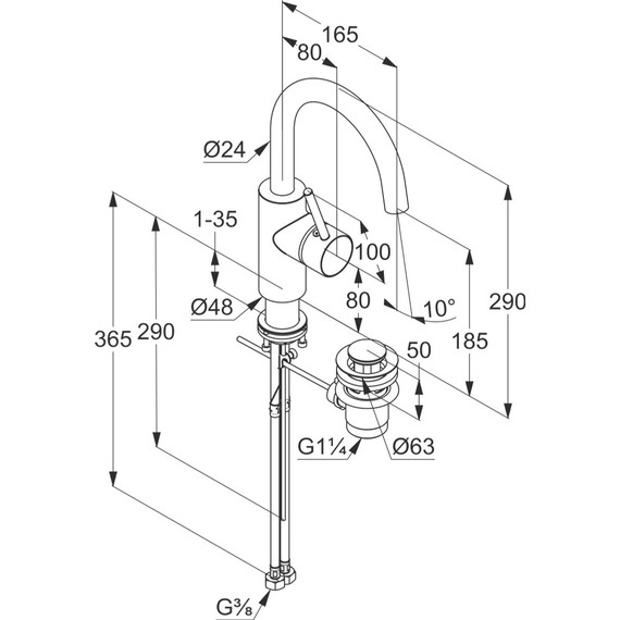 Смеситель для раковины Kludi Bozz 380270576 - фото 2