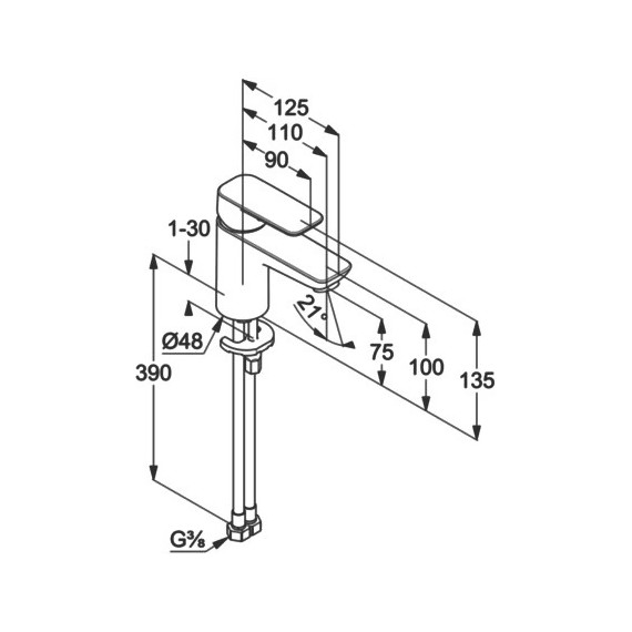 Смеситель для раковины Kludi Pure&Style 400283975, черный матовый - фото 10