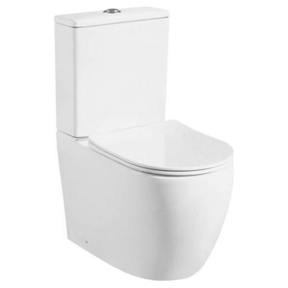 Унитаз-компакт безободковый Sole Pandora с тонкой крышкой микролифт, Цвет производителя: белый - фото 