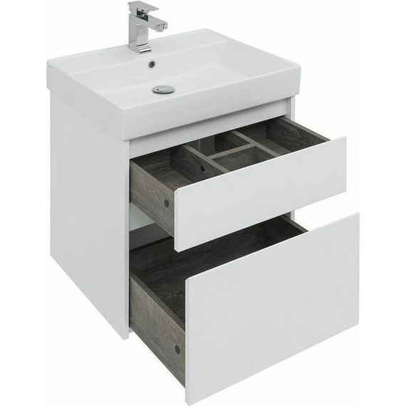 Тумба подвесная с раковиной Aquanet Nova Lite 60 см 242575 (2 ящика) белый, Цвет фасада: белый - фото 9