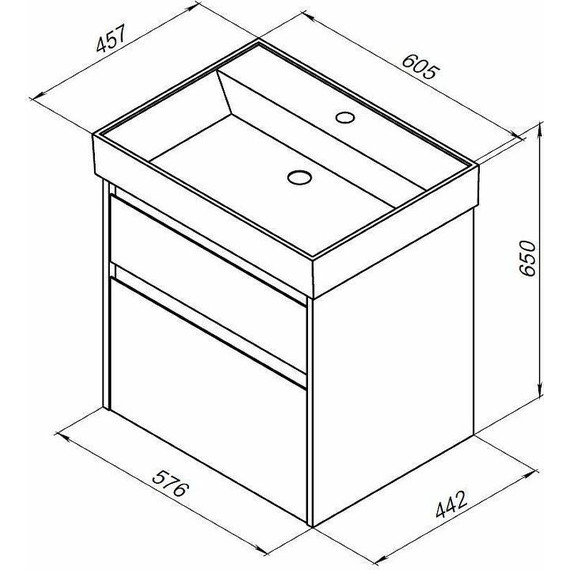 Тумба подвесная с раковиной Aquanet Nova Lite 60 см 242575 (2 ящика) белый, Цвет фасада: белый - фото 11