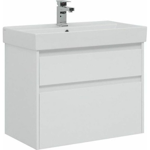 Тумба подвесная с раковиной Aquanet Nova Lite 75 см 242272 (2 ящика) белый, Цвет фасада: белый - фото 5