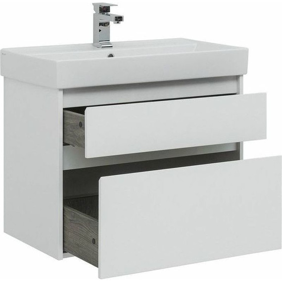 Тумба подвесная с раковиной Aquanet Nova Lite 75 см 242272 (2 ящика) белый, Цвет фасада: белый - фото 8