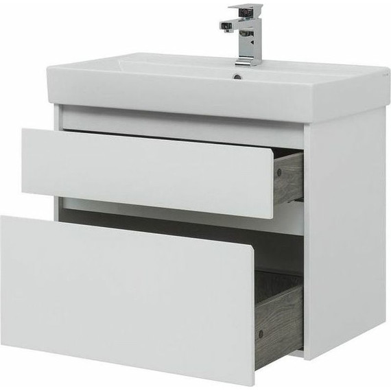 Тумба подвесная с раковиной Aquanet Nova Lite 75 см 242272 (2 ящика) белый, Цвет фасада: белый - фото 10