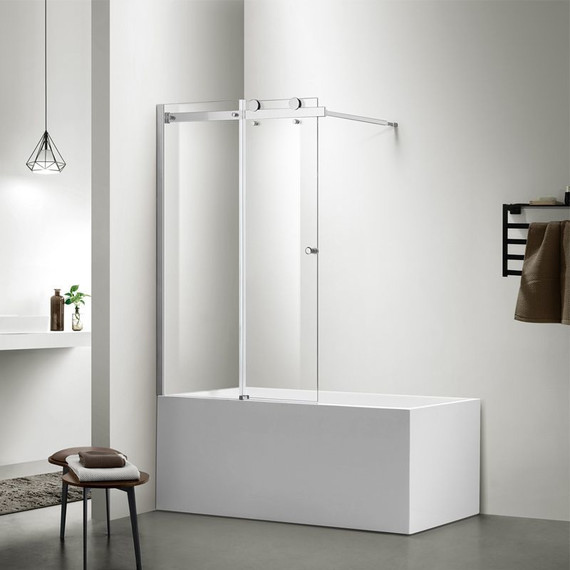 Шторка для ванны Azario Carleon 100х150 см, хром/прозрачное - фото 3