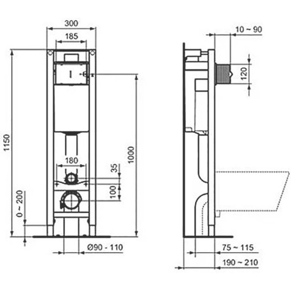 Инсталляция для унитаза Ideal Standard Prosys Eco Frame M E233267 - фото, картинка 5 Инсталляция для унитаза Ideal Standard Prosys Eco Frame M E233267 - фото 5