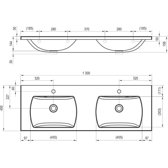 Раковина подвесная Ravak Classic II 130 см XJX01113000 - фото 4