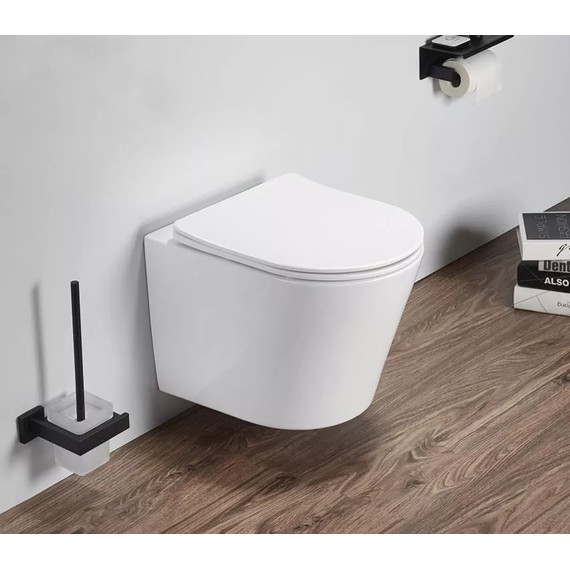 Инсталляция с подвесным унитазом комплект: Grohe Rapid SL 38772001 с подвесным безободковым унитазом Azario Teramo AZ-0053 SP сиденье микролифт, крепление, кнопка смыва хром - фото 3