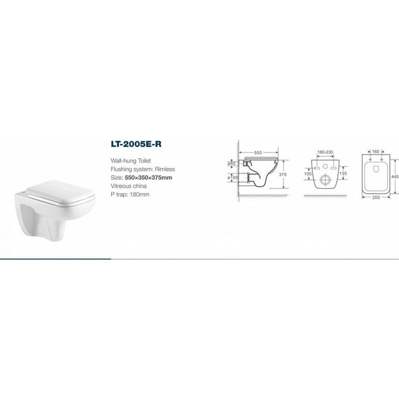 Инсталляция Cersanit Black с подвесным безободковым унитазом Azario Pavia 2005 - фото 6