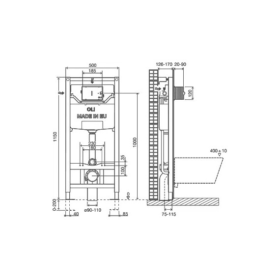Инсталляция для унитаза Oli 120 100409mSL00 (кнопка смыва Slim, хром глянец) - фото 4