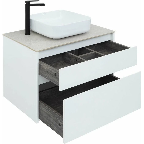 Тумба подвесная со столешницей Aquanet Nova Lite 75 см 242272 (2 ящика) белый, Цвет фасада: белый - фото 13