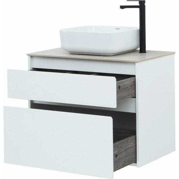 Тумба подвесная со столешницей Aquanet Nova Lite 75 см 242272 (2 ящика) белый, Цвет фасада: белый - фото 10