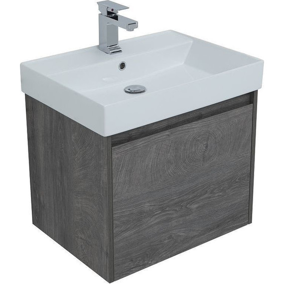 Тумба подвесная с раковиной Aquanet Nova Lite 60 см 242570 (1 ящик) дуб рошелье, Цвет фасада: дуб рошелье - фото 5