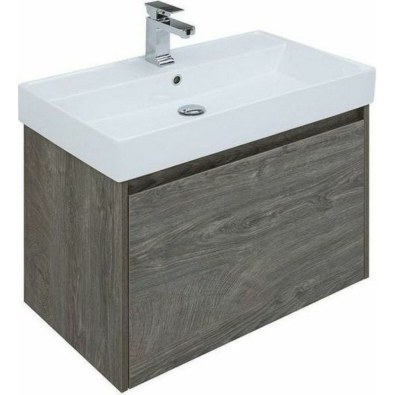 Тумба подвесная с раковиной Aquanet Nova Lite 75 см 242274 (1 ящик) дуб рошелье - фото 