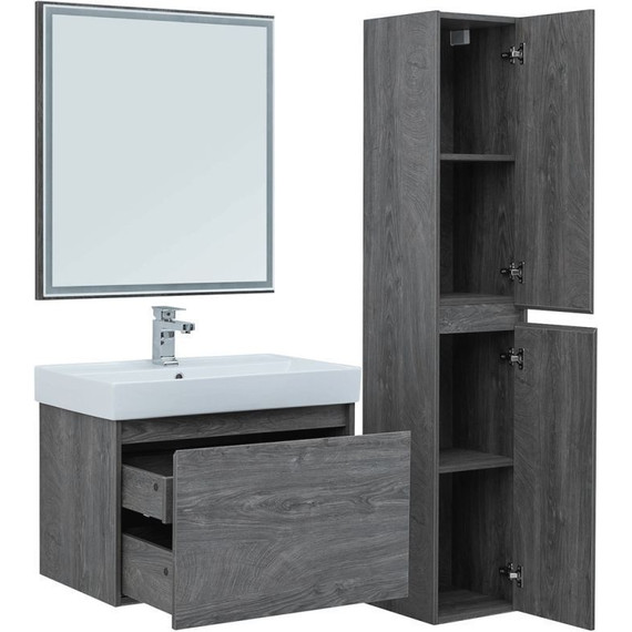 Тумба подвесная с раковиной Aquanet Nova Lite 75 см 242274 (1 ящик) дуб рошелье - фото 14