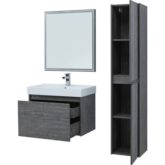 Тумба подвесная с раковиной Aquanet Nova Lite 75 см 242274 (1 ящик) дуб рошелье - фото 15