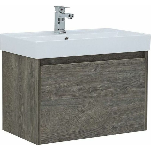 Тумба подвесная с раковиной Aquanet Nova Lite 75 см 242274 (1 ящик) дуб рошелье - фото 5