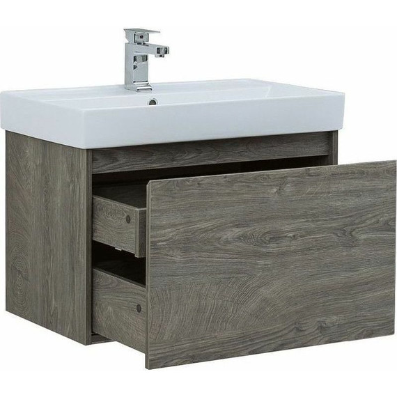 Тумба подвесная с раковиной Aquanet Nova Lite 75 см 242274 (1 ящик) дуб рошелье - фото 7