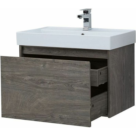 Тумба подвесная с раковиной Aquanet Nova Lite 75 см 242274 (1 ящик) дуб рошелье - фото 9