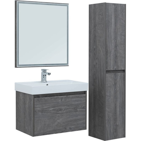 Тумба подвесная с раковиной Aquanet Nova Lite 75 см 242274 (1 ящик) дуб рошелье - фото 12