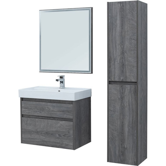 Тумба подвесная с раковиной Aquanet Nova Lite 75 см 242273 (2 ящика) дуб рошелье, Цвет фасада: дуб рошелье - фото 7