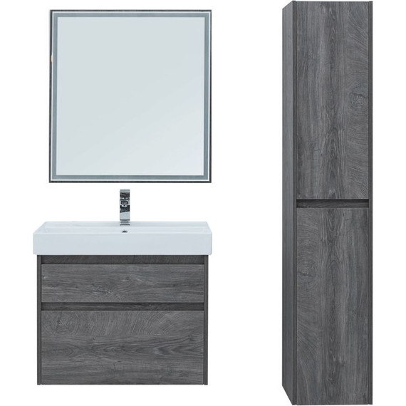 Тумба подвесная с раковиной Aquanet Nova Lite 75 см 242273 (2 ящика) дуб рошелье, Цвет фасада: дуб рошелье - фото 9