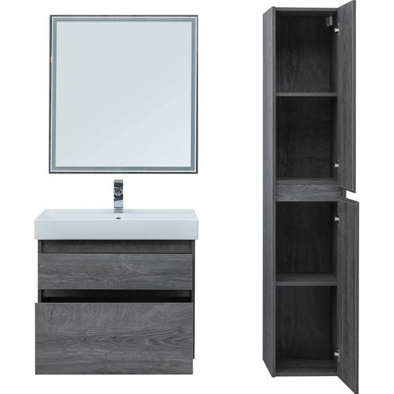 Тумба подвесная с раковиной Aquanet Nova Lite 75 см 242273 (2 ящика) дуб рошелье, Цвет фасада: дуб рошелье - фото 10