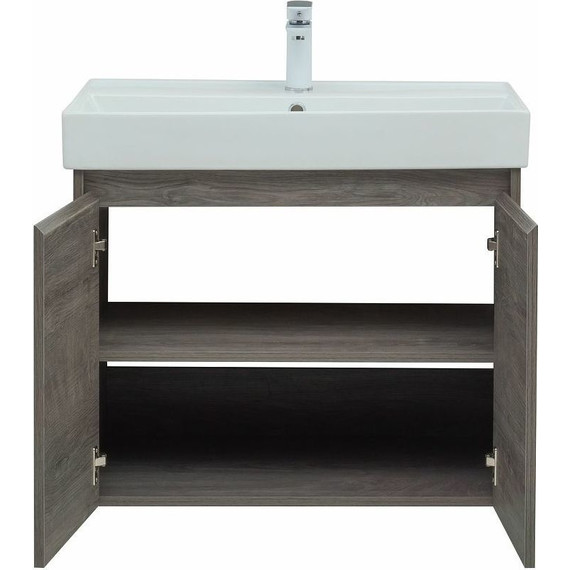 Тумба подвесная с раковиной Aquanet Nova Lite 75 см 298851 (2 дверцы) дуб рошелье, Цвет фасада: дуб рошелье - фото 8