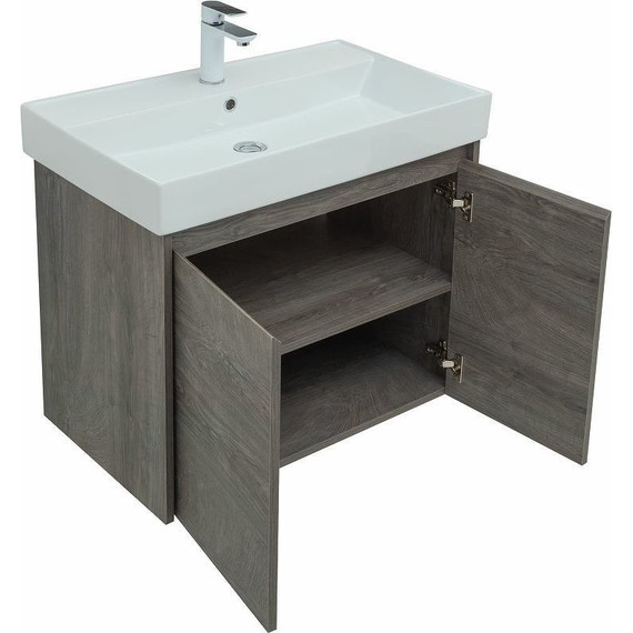 Тумба подвесная с раковиной Aquanet Nova Lite 75 см 298851 (2 дверцы) дуб рошелье, Цвет фасада: дуб рошелье - фото 9