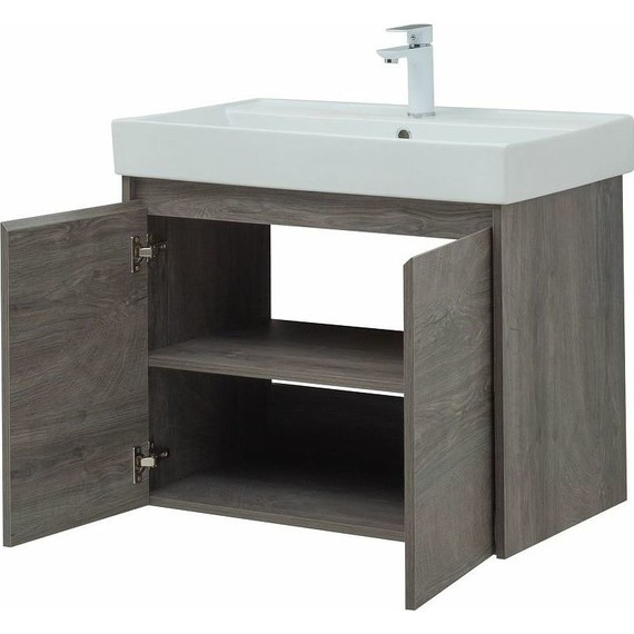 Тумба подвесная с раковиной Aquanet Nova Lite 75 см 298851 (2 дверцы) дуб рошелье, Цвет фасада: дуб рошелье - фото 10