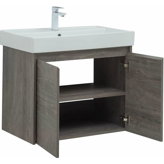 Тумба подвесная с раковиной Aquanet Nova Lite 75 см 298851 (2 дверцы) дуб рошелье, Цвет фасада: дуб рошелье - фото 11